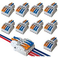 QitinDasen 9Pcs KV424 Palanca Tuerca Cable Conector- 2 en 4 fuera Bilateral 6 Puertos Compacto Conductor Conector…